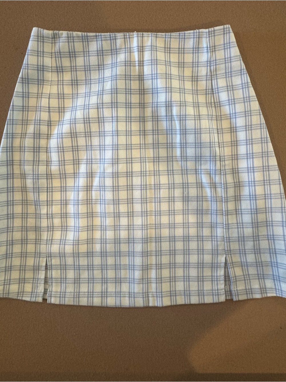 Brandy Melville Light Blue and White Plaid Pencil Skirt